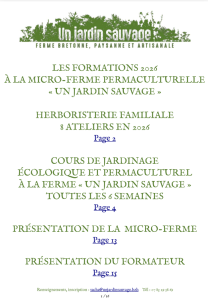 Télécharger la brochure des formation, ateliers et stages de jardinage, de permaculture, de phytothérapie et d'herboristerie